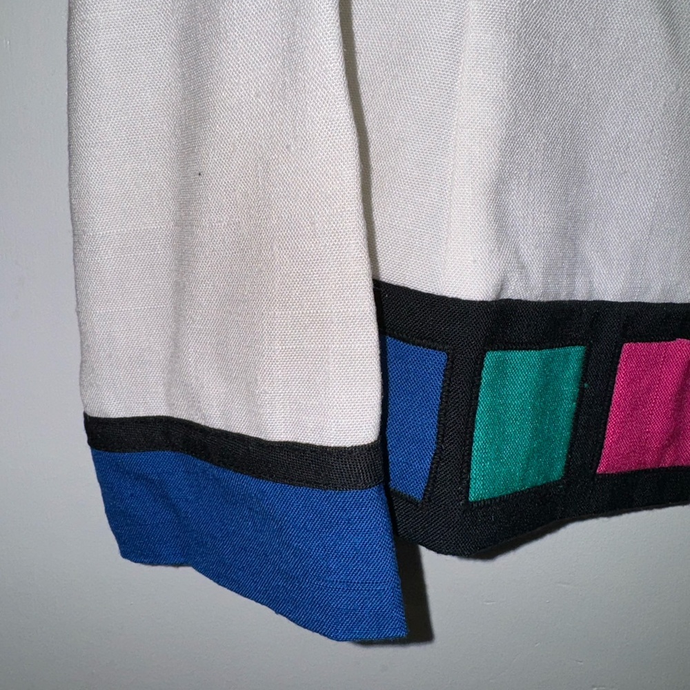 Vintage 80’s Women’s Waist Jacket Blazer Size 8 Petite Colorblock - Picture 4 of 8